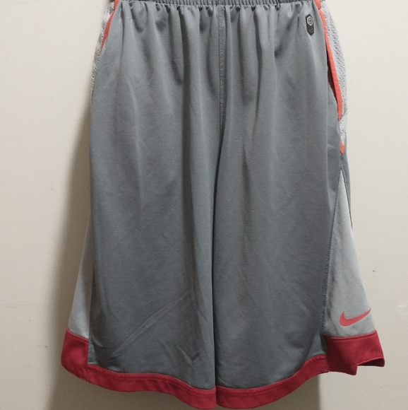 (L) Grey with Red Trim Nike Basketball Shorts - Picture 12 of 12
